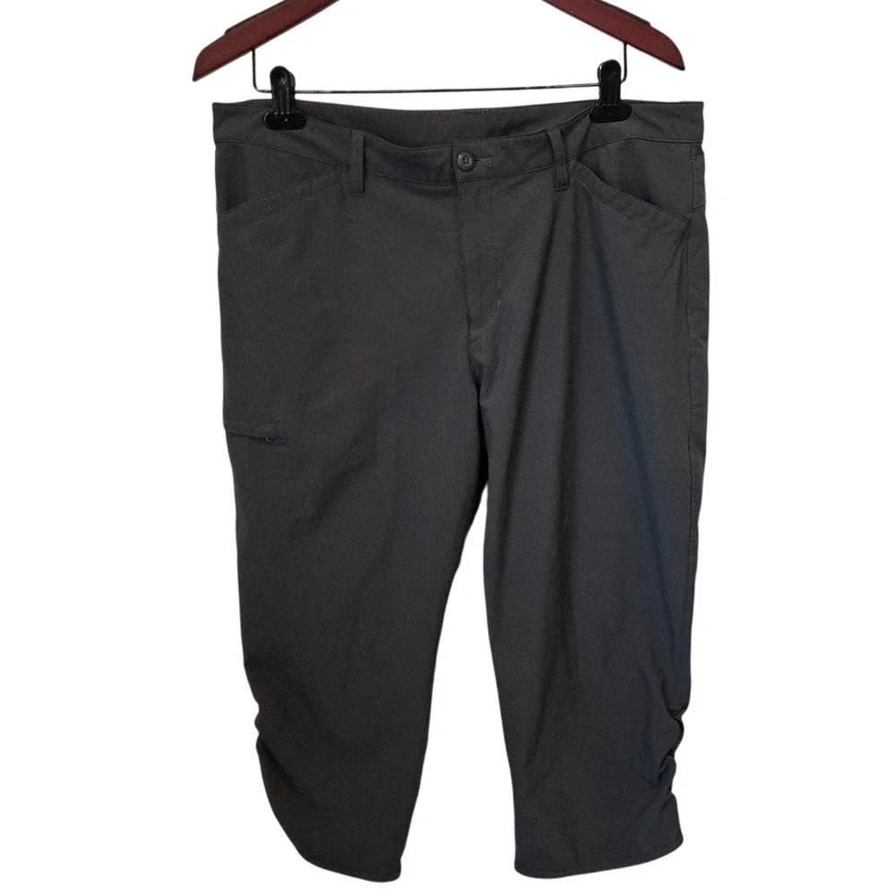 Eddie Bauer Travex Capri Pants Stretch Cargo Gray Hiking Travel Women Size 14